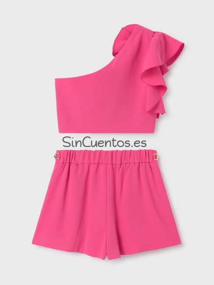 Conjunto Bermuda Crepe Fluido fucsia Abel y Lula Vestidos y Monos