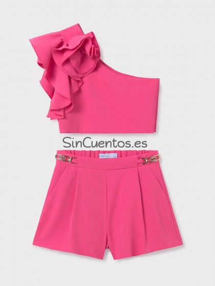 Conjunto Bermuda Crepe Fluido fucsia Abel y Lula Vestidos y Monos