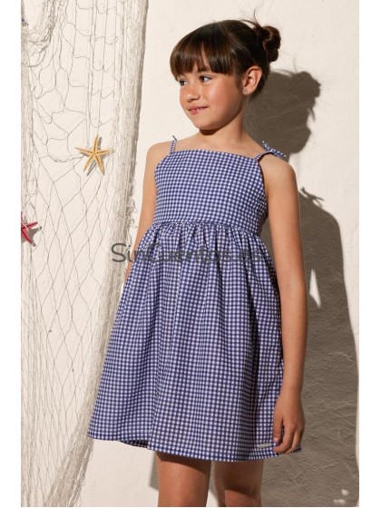 Vestido cuadros marino Ysabel Mora
